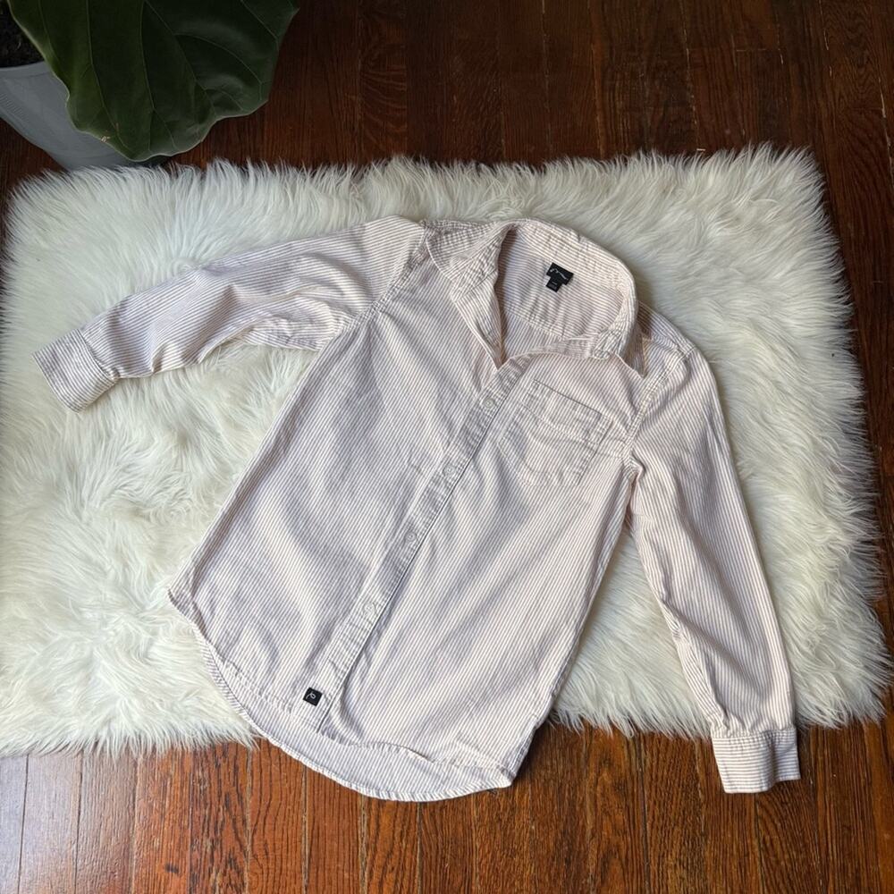 Art Class Boys Khaki Stripe Button Up Shirt Medium